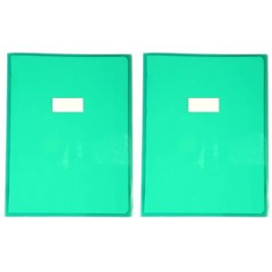 Calligraphe 73405C Un Protège-Cahier Cristalux Vert 24x32 cm 22/100ème avec Porte-Étiquette PVC Transparent Lisse (Lot de 2) - Publicité