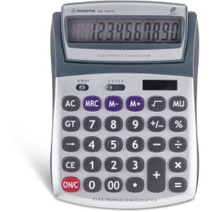 OSAMA , Metal Calculadora de Escritorio para Oficina, 12 Cifras + 3 Dígitos de Memoria y Pantalla LCD, Ideal como Accesorios y Material Escolar y Papeleria, Energía Solar, 23.2x4.5x17 cm, Negro/Plata - Publicité