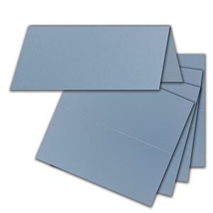FarbenFroh by GUSTAV NEUSER Lot de 50 cartons de table en gris-bleu (bleu) – 4,5 x 10 cm – vierges, cartes doubles – comme marque-place et cartes nominatives pour mariage et fêtes - Publicité