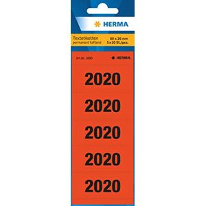 HERMA 1680 année 2020 étiquettes autocollantes pour classeur (60 x 26 mm, papier, mat, opaque) autocollantes permanentes, 100 étiquettes, rouge - Publicité