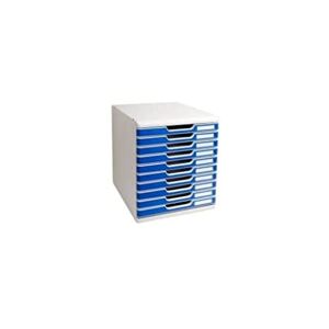 EXACOMPTA Module de classement Modulo 10 tiroirs gris/bleu 28,8 x 32 x 35 cm - Publicité
