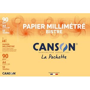 Canson Pochette 12 feuilles de papier millimétré bistre A4 90g/m² - Publicité