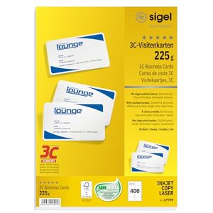 Sigel Lp799 Lot de 400 Cartes de Visite Imprimables à Coins Arrondis, 8,5 X 5,5 cm, 225 G - Publicité