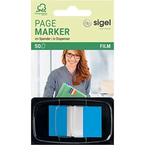 Sigel Hn492 Marque-Pages Adhésifs en Papier Film Transparent, en Distributeur Z, 50 Feuilles de 4,3 X 2,5 cm, Color-Tip Bleu - Publicité