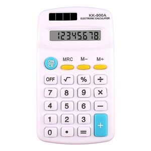 Tainrunse Petite calculatrice de poche à 8 chiffres pour étudiants, enfants, école, maison, bureau, blanc - Publicité