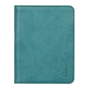 Rhodia 211004C Livret Porte-Bloc et Porte-Documents N°11 Paon pour Bloc-Notes ou Carnets de Format A7 (7,4x10,5 cm) Simili Cuir Italien Premium Collection - Publicité