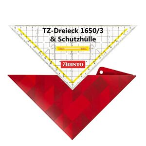 Aristo AR18053B Triangle TZ AR1650/3 avec étui de protection Geocover (Hypoténuse 22,5 cm, poignée amovible, picots d'encre, Geocover avec perforation et fermeture magnétique) basique - Publicité