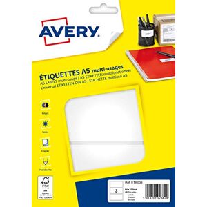 Avery ETE003 Boite de 48 Etiquettes multi usages 64 x 133 mm Blanc - Publicité