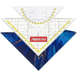 Aristo AR18001B Set 3 en 1 triangle TZ AR1650/2 & Geotriangle AR1552 avec étui de protection Geocover (triangles avec picots d'encre, geocover avec perforation et fermeture magnétique) Bleu foncé - Publicité