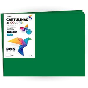 m-office Cartulina de Colores, Cartulina Grande 50x65cm Colores Claros e Intensos, Cartulinas Colores 180gr para Manualidades, Diseños Creativos y Proyectos de Arte ·  (x250 hojas, verde oscuro) - Publicité