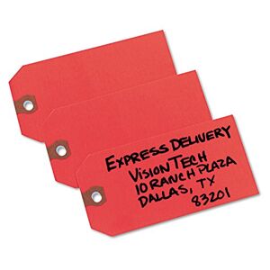 Avery 12345 Lot de 1000 étiquettes d'expédition sans corde, en papier, 4 3/4 x 2 3/8, rouge - Publicité
