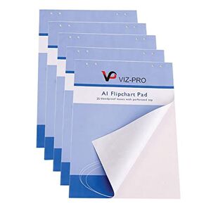 VIZ-PRO Tableau à feuilles mobiles / Flipchart papier, 841 x 594mm, 25 feuilles par bloc, Lot de 5 blocs - Publicité