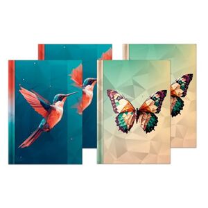 RNKVERLAG 46825 Set de carnets de notes Polygon par motif 2x Papillon, 2x Colibri, quadrillé, en DIN A5, 4 pièces - Publicité