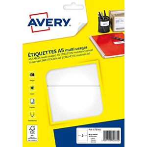 Avery Boite de 32 Etiquettes multi usages 80 x 140 mm Blanc - Publicité