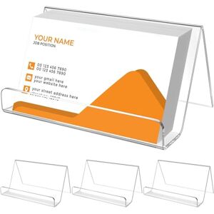 parallelower 4 pièces Support carte de visite presentoir carte de visite transparents en acrylique porte carte de visite de Bureau pour Conférence Écoles Réceptions(9×6.5×5cm) - Publicité