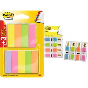 Post-It 670-6+3 Lot de 9 x 100 marque-page autocollants et fins 15 x 50 mm Rose fluo/vert fluo/jaune fluo/orange fluo/violet & 683-4ABXEU Marque-Page, 11.99 x 6.91 x 0.71 cm - Publicité