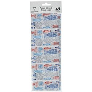 Clairefontaine – 393822AMZC – Papier de soie Paquet de 40 feuilles pliées Dimensions : 50x70cm 18g Motif : Poissons Bleus – 18g Emballage Cadeau, Personnalisation Cadeau, Loisirs Créatifs - Publicité