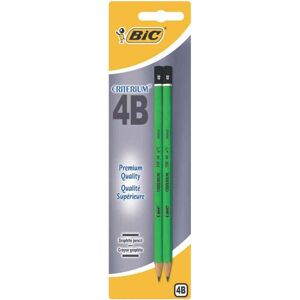 BIC Criterium 550 Crayons à Papier En Bois Résistant Avec Corps Hexagonal Mine Grise 4B, Blister de 2 - Publicité