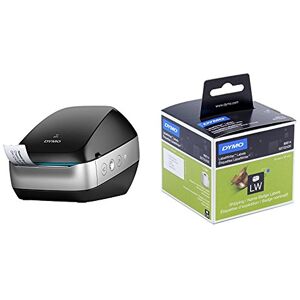 Dymo LabelWriter Wireless Imprimante d'Étiquettes sans Fil, Noire + Grandes Etiquettes LW pour Adresses et Badges Nominatifs, 101 mm x 54 mm (Cassette de 220), Impression en Noir sur Fond Blanc - Publicité