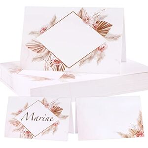 BETESSIN Lot de 50 Marque Place Mariage 5,5x8,5CM Porte Nom Table Baptême Cartons Placement Pampas Cartes de Nom Anniversaire pour Table Réceptions Fêtes Evénements Célébrations - Publicité