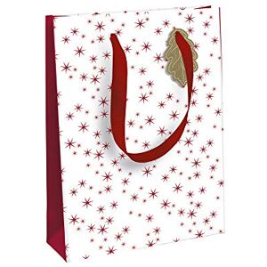 Clairefontaine X-29508-3C Un Sac Cadeau Excellia- Format Moyen 21,5x10,2x25,3cm 210g Motif : Étoiles Rouges Sur Fond Blanc- Emballage Cadeau, Idéal pour : Livre, Jeu, Petits cadeaux - Publicité