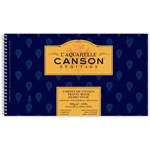 Canson Héritage Carnet de voyage l'Aquarelle 15 feuilles Grain fin A5 300g/m² Blanc - Publicité