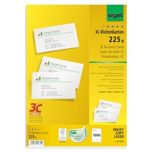 Sigel Lp797 Lot de 1000 Cartes de Visite Imprimables, 3C, 8,5 X 5,5 cm, 225 G - Publicité