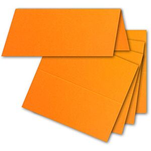 FarbenFroh by GUSTAV NEUSER Lot de 50 cartons de table en orange – 4,5 x 10 cm – 240 g/m² – Cartes vierges avec support stable – Idéal comme marque-place et porte-nom. Publicité