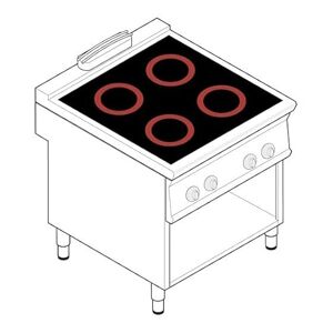 Tecnoinox Piano de cuisson électrique 4 plaques vitrocéramiques 3,4 kW gamme 900 - Publicité