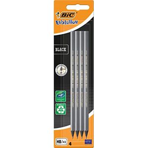 BIC Ecolution Evolution Blister de 4 Crayons Graphites Noir - Publicité