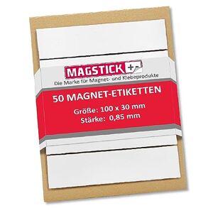easydruck24de 50 étiquettes magnétiques inscriptible MAGSTICK® I 10 x 3 cm I blanc I film d'étiquetage magnétique bandes inscriptible pour l'étiquetage I mag_815 - Publicité