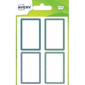 Avery Sachet de 24 étiquettes scolaires motifs bleus et verts, format 36 x 56 mm - Publicité