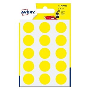 Avery Sachet de 90 pastilles jaunes autocollantes, Diamètre 19mm - Publicité