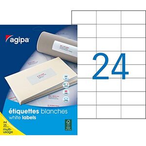 Agipa Apli  – Pochette Étiquettes Adhésives Blanches Multi-Usages Coins Droits – 70 x 37 mm – Certifié FSC – 600 Étiquettes - Publicité