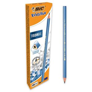 BIC Evolution Triangle Crayons à Papier Triangulaires, HB, Papeterie Indispensable, Resiste Aux Chocs, Boîte de 12 - Publicité