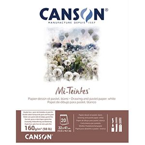 Canson Mi-Teintes Bloc 20 feuilles papier dessin 32 x 41 cm 160g/m² Blanc - Publicité