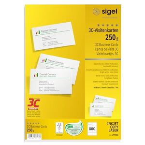 Sigel LP802 Lot de 800 Cartes de visite imprimables, 3C, 8,5 x 5,5 cm, 250 g - Publicité
