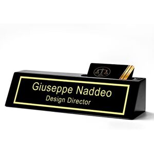 Kenon 05 Plaque personnalisable en bois avec porte-carte de visite, plaque de nom gravée pour bureau, cadeau de bureau pour homme, patron, accessoires de bureau, cadeaux pour le bureau - Publicité