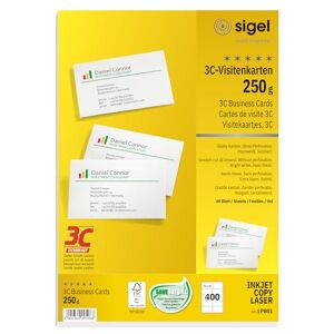 Sigel Lp801 Lot de 400 Cartes de Visite Imprimables, 3C, 8,5 X 5,5 cm, 250 G - Publicité