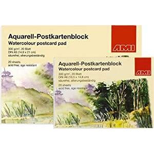 AMI Bloc de cartes postales aquarelle 300 g/m² Format A5 - Publicité