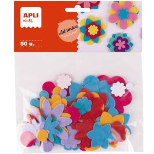 APLI Kids 19588 Sachet de fleurs adhésives en feutrine pour loisirs créatifs 50 formes de fleurs aux tailles et couleurs variées. Publicité