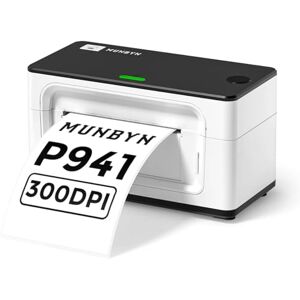 MUNBYN Imprimante d'étiquettes Thermique 300 DPI, Code à Barres Autocollante USB d'expédition 4x6 pour Colis et Petites Entreprises avec USPS UPS Shopify Ebay, Configuration Un Clic pour Windows Mac - Publicité