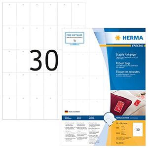 HERMA Étiquettes imprimables robustes, 30 étiquettes par feuille A4, 3000 étiquettes pour imprimantes laser et jet d'encre, perforées, 35 x 59,4 mm (8046) - Publicité