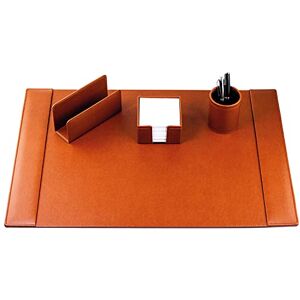 DELMON VARONE - FINE LEATHERGOODS MADE IN GERMANY DELMON VARONE Set de bureau XXL 4 pièces en simili cuir avec sous-main, porte-lettres, boîte à notes et porte-crayons Tapis de bureau et souris anti-dérapant, lavable e protection de bureau - Publicité