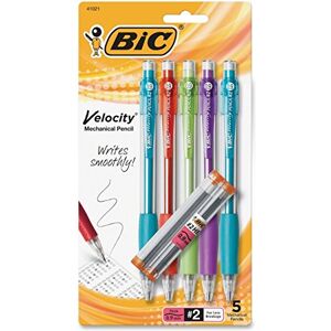 BIC Velocity Mechanical Pencil, 0.9mm, Assorted Barrel, 5/Pack **NEW LOOK** - Publicité