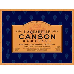 Canson Héritage Bloc 12 feuilles papier aquarelle 31x41cm 640g/m² - Publicité