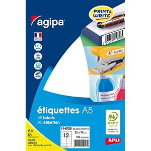Agipa Etui A5 192 étiquettes blanches 32*70 mm - Publicité