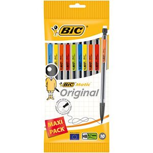 BIC Matic Original Porte-Mines 0,7 mm HB Couleurs Assorties, Pochette de 10 - Publicité