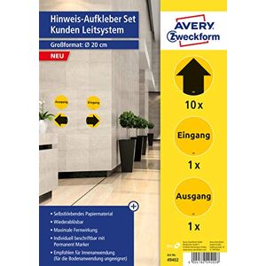 Avery 49402 Lot de 12 autocollants en papier auto-adhésif pour intérieur et extérieur Jaune Ø 20 cm - Publicité