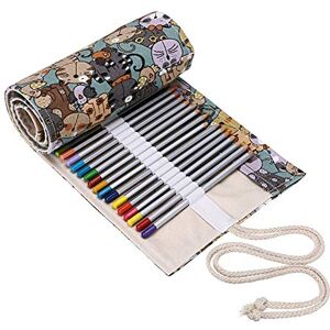 SunEast Trousse à crayons en toile 36 trous pour adultes, étudiants, artistes, peintres – Fleur 60 * 19.5cm chat - Publicité